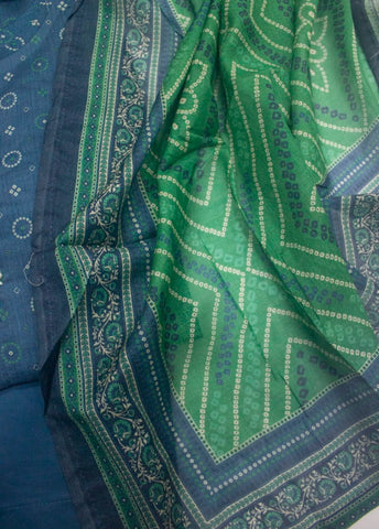 3 Piece Printed Stitched Blue Color Lawn Shirt with Trouser & Dupatta