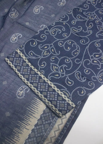 3 Piece Printed Stitched Navy Blue Color Lawn Shirt with Trouser & Dupatta