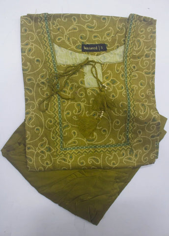 2 Piece Printed Stitched Olive Green Color Lawn Shirt and Farshi Shalwar