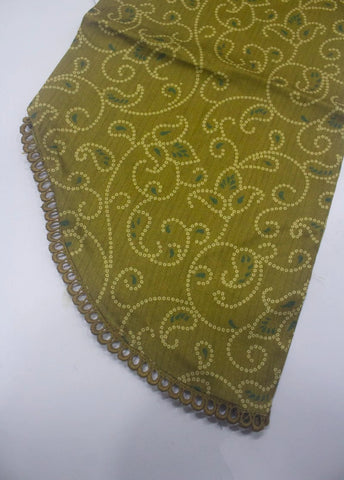 2 Piece Printed Stitched Olive Green Color Lawn Shirt and Farshi Shalwar