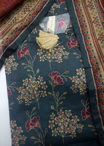 3 Piece Printed Stitched Teal Color Lawn Shirt with Trouser & Dupatta