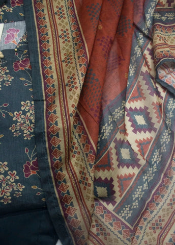 3 Piece Printed Stitched Teal Color Lawn Shirt with Trouser & Dupatta