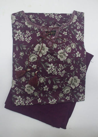 2 Piece Printed Stitched Plum Color Lawn Shirt and Farshi Shalwar