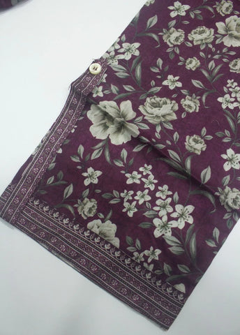 3 Piece Printed Stitched Plum Color Lawn Shirt with Trouser & Dupatta