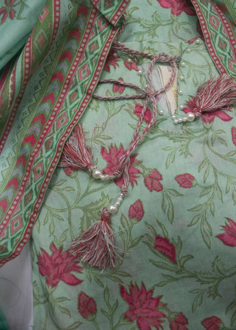 3 Piece Printed Stitched Mint Green Color Lawn Shirt with Trouser & Dupatta