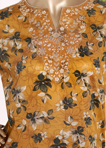 3 Piece Merigold Orange Color Embroidered Lawn Shirt with Trouser & Dupatta