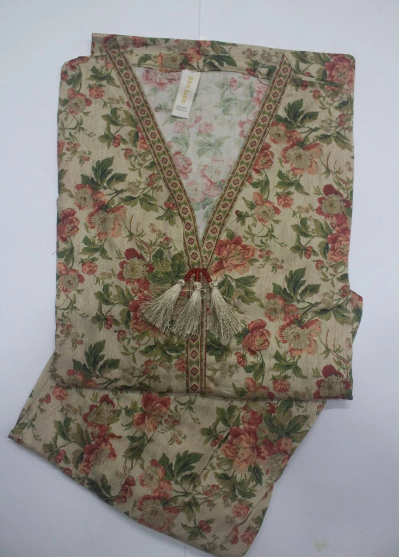 2 Piece Printed Stitched MultiColor Lawn Shirt and Farshi Shalwar