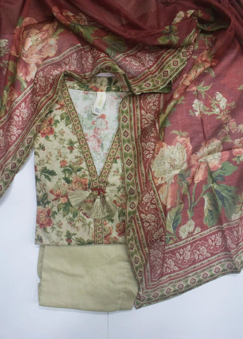 3 Piece Printed Stitched MultiColor Lawn Shirt with Trouser & Dupatta