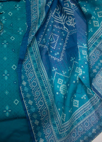 3 Piece Printed Stitched Aqua Blue Color Lawn Shirt with Trouser & Dupatta