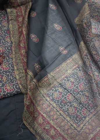 3 Piece Printed Stitched Black Color Lawn Shirt with Trouser & Dupatta