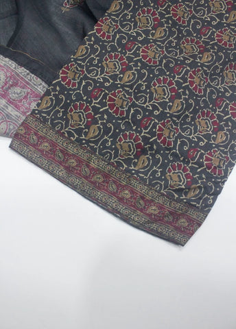 3 Piece Printed Stitched Black Color Lawn Shirt with Trouser & Dupatta