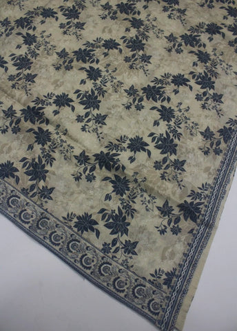 2 Piece Printed Stitched Beige & Blue Color Lawn Shirt and Farshi Shalwar