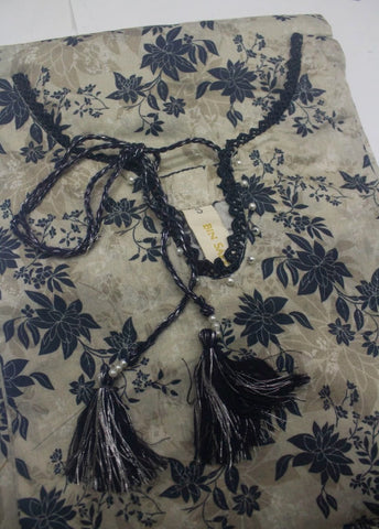 2 Piece Printed Stitched Beige & Blue Color Lawn Shirt and Farshi Shalwar