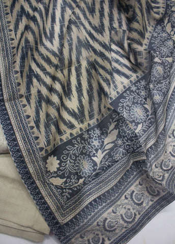 3 Piece Printed Stitched Beige Color Lawn Shirt with Trouser & Dupatta