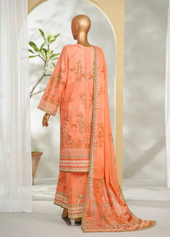 3 Piece Printed Peach Color Lawn Shirt with Trouser & Dupatta