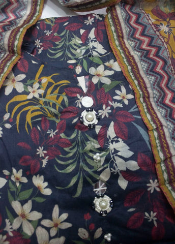 3 Piece Printed Stitched MultiColor Lawn Shirt with Trouser & Dupatta