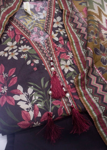 3 Piece Printed Stitched MultiColor Lawn Shirt with Trouser & Dupatta