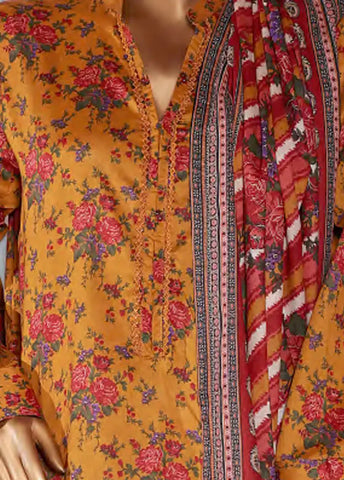 3 Piece Printed Merigold Orange Color Lawn Shirt with Trouser & Dupatta
