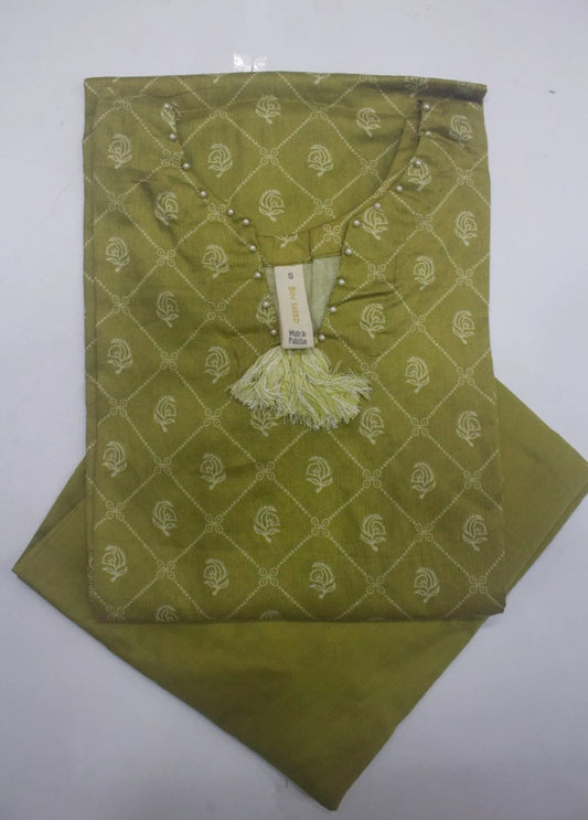 2 Piece Printed Stitched Green Color Lawn Shirt and Farshi Shalwar