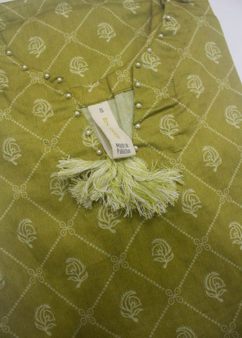 2 Piece Printed Stitched Green Color Lawn Shirt and Farshi Shalwar