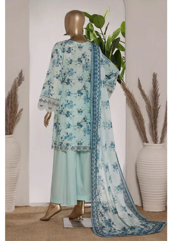 3 Piece Light Blue Color Embroidered Lawn Shirt with Trouser & Dupatta