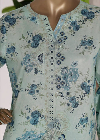 3 Piece Light Blue Color Embroidered Lawn Shirt with Trouser & Dupatta