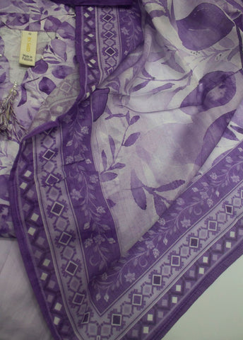3 Piece Printed Stitched Lilac Color Lawn Shirt with Trouser & Dupatta