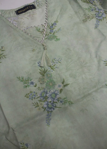 2 Piece Printed Stitched Pastel Green Color Lawn Shirt and Farshi Shalwar