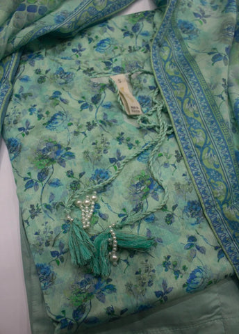 3 Piece Printed Stitched Mint Green Color Lawn Shirt with Trouser & Dupatta