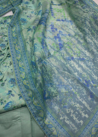 3 Piece Printed Stitched Mint Green Color Lawn Shirt with Trouser & Dupatta