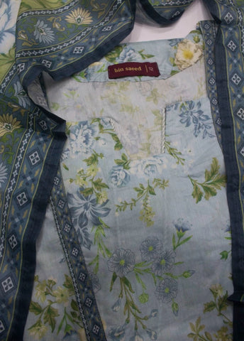 3 Piece Printed Stitched Pastel Blue Color Lawn Shirt with Trouser & Dupatta