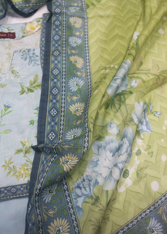 3 Piece Printed Stitched Pastel Blue Color Lawn Shirt with Trouser & Dupatta
