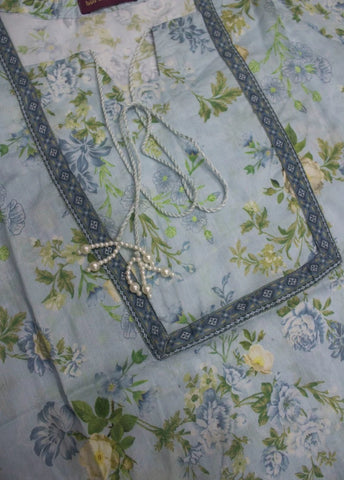 3 Piece Printed Stitched Pastel Blue Color Lawn Shirt with Trouser & Dupatta