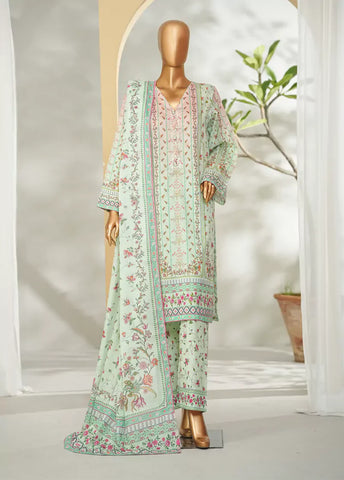 3 Piece Printed Mint Green Color Lawn Shirt with Trouser & Dupatta