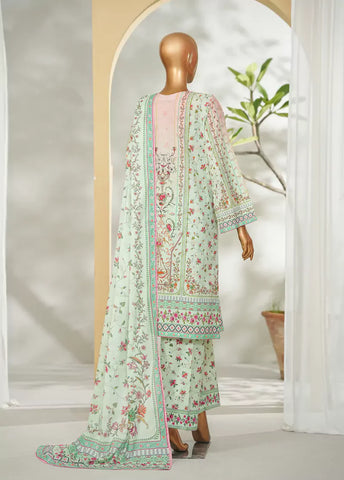 3 Piece Printed Mint Green Color Lawn Shirt with Trouser & Dupatta