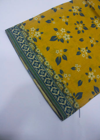 3 Piece Printed Stitched Mustard Color Lawn Shirt with Trouser & Dupatta