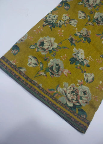 3 Piece Printed Stitched Mustard Color Lawn Shirt with Trouser & Dupatta