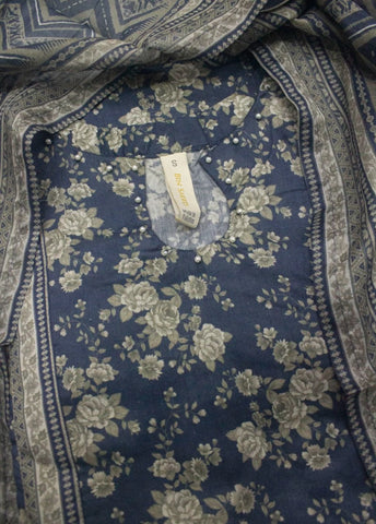 3 Piece Printed Stitched Navy Blue Color Lawn Shirt with Farshi Shalwar & Dupatta