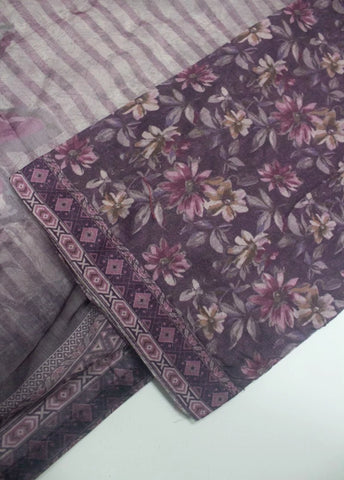 3 Piece Printed Stitched Plum Color Lawn Shirt with Trouser & Dupatta