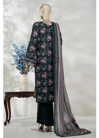 3 Piece Teal Color Embroidered Lawn Shirt with Bell Bottom Trouser & Dupatta
