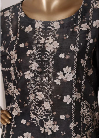 3 Piece Black Color Embroidered Lawn Shirt with Trouser & Dupatta