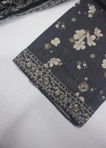 3 Piece Printed Stitched Charcoal Black Color Lawn Shirt with Trouser & Dupatta