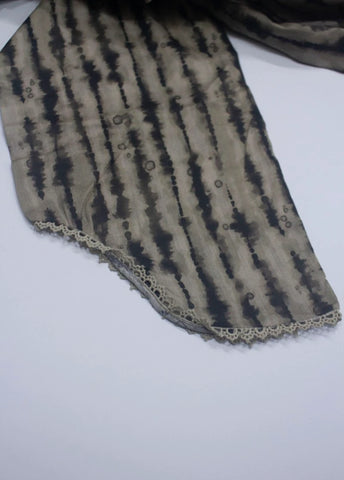 3 Piece Printed Stitched Beige & Black Color Lawn Shirt with Trouser & Dupatta