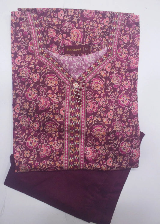 2 Piece Printed Stitched MultiColor Lawn Shirt and Farshi Shalwar