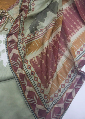 3 Piece Printed Stitched Mint Green Color Lawn Shirt with Trouser & Dupatta