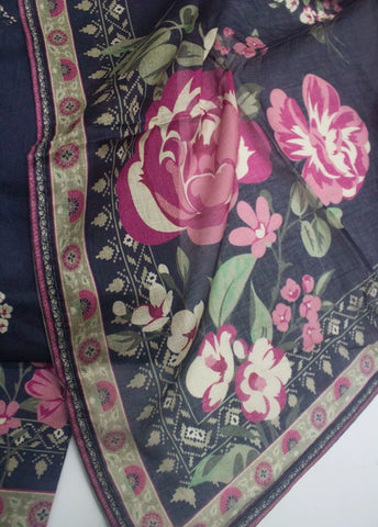 3 Piece Printed Stitched Navy Blue Color Lawn Shirt with Trouser & Dupatta
