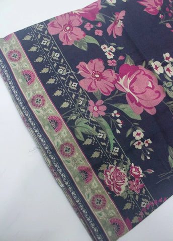 3 Piece Printed Stitched Navy Blue Color Lawn Shirt with Trouser & Dupatta