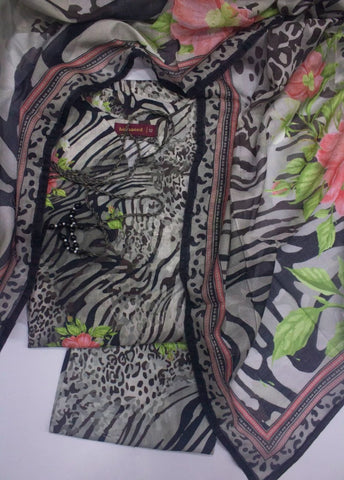 3 Piece Printed Stitched MultiColor Lawn Shirt with Trouser & Dupatta