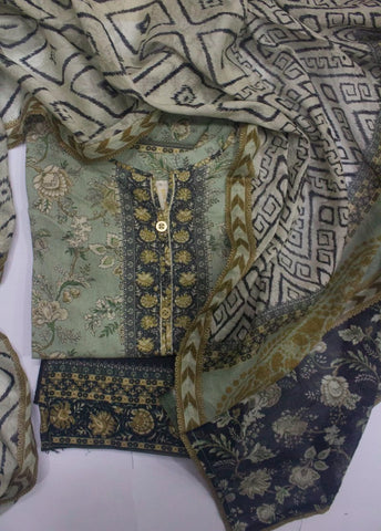 3 Piece Printed Stitched Mint Green Color Lawn Shirt with Trouser & Dupatta