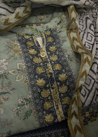 3 Piece Printed Stitched Mint Green Color Lawn Shirt with Trouser & Dupatta